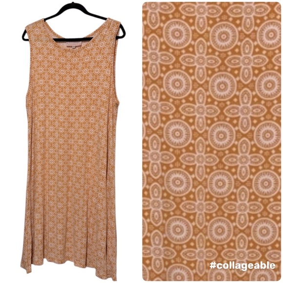 Philosophy Dresses & Skirts - Philosophy Jersey Knit Mandala Geometric Yellow Sleeveless Swing Dress Womens 2X